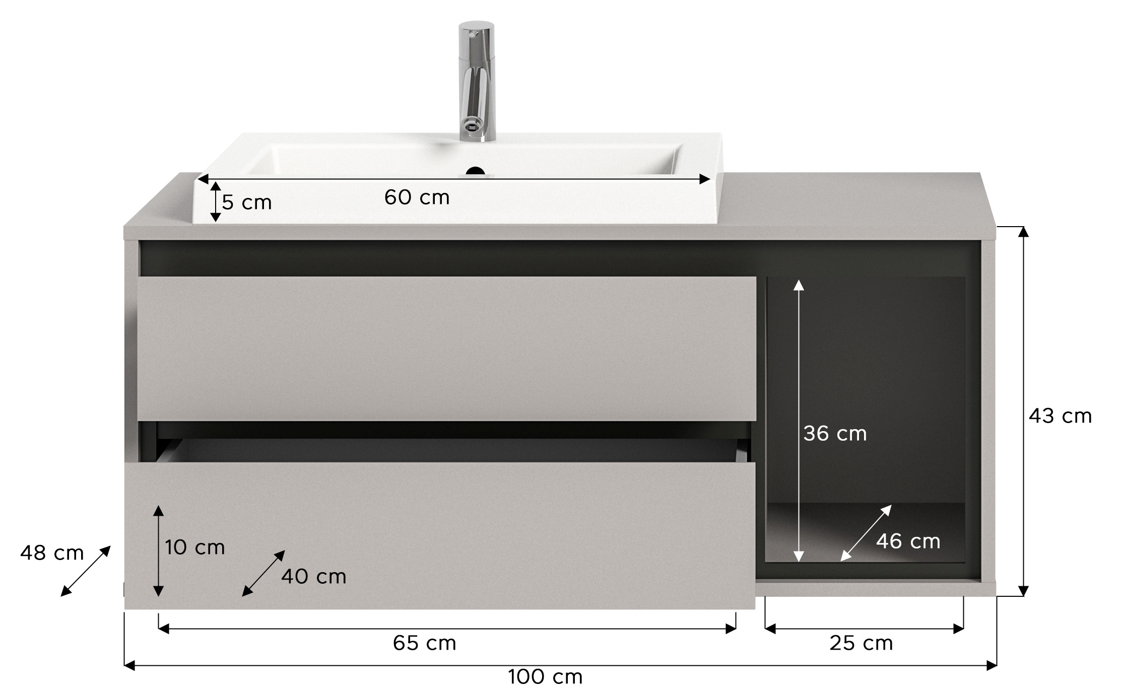 Waschbeckenunterschrank mit Waschbecken HOSAENA