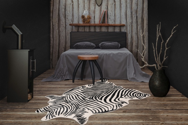 Kunstfell - Zebra - schwarz - weiß