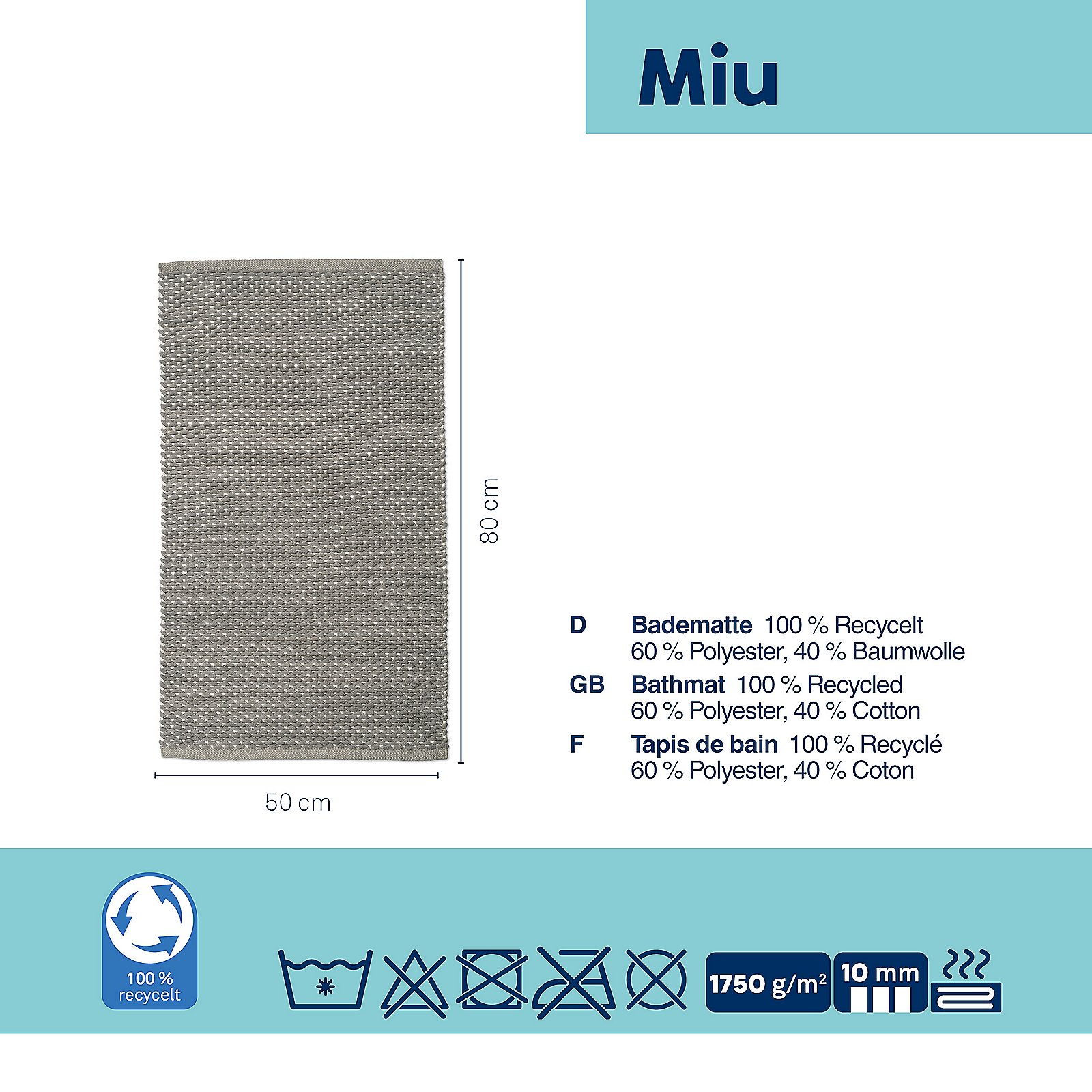 Badematte rauchblau MIU