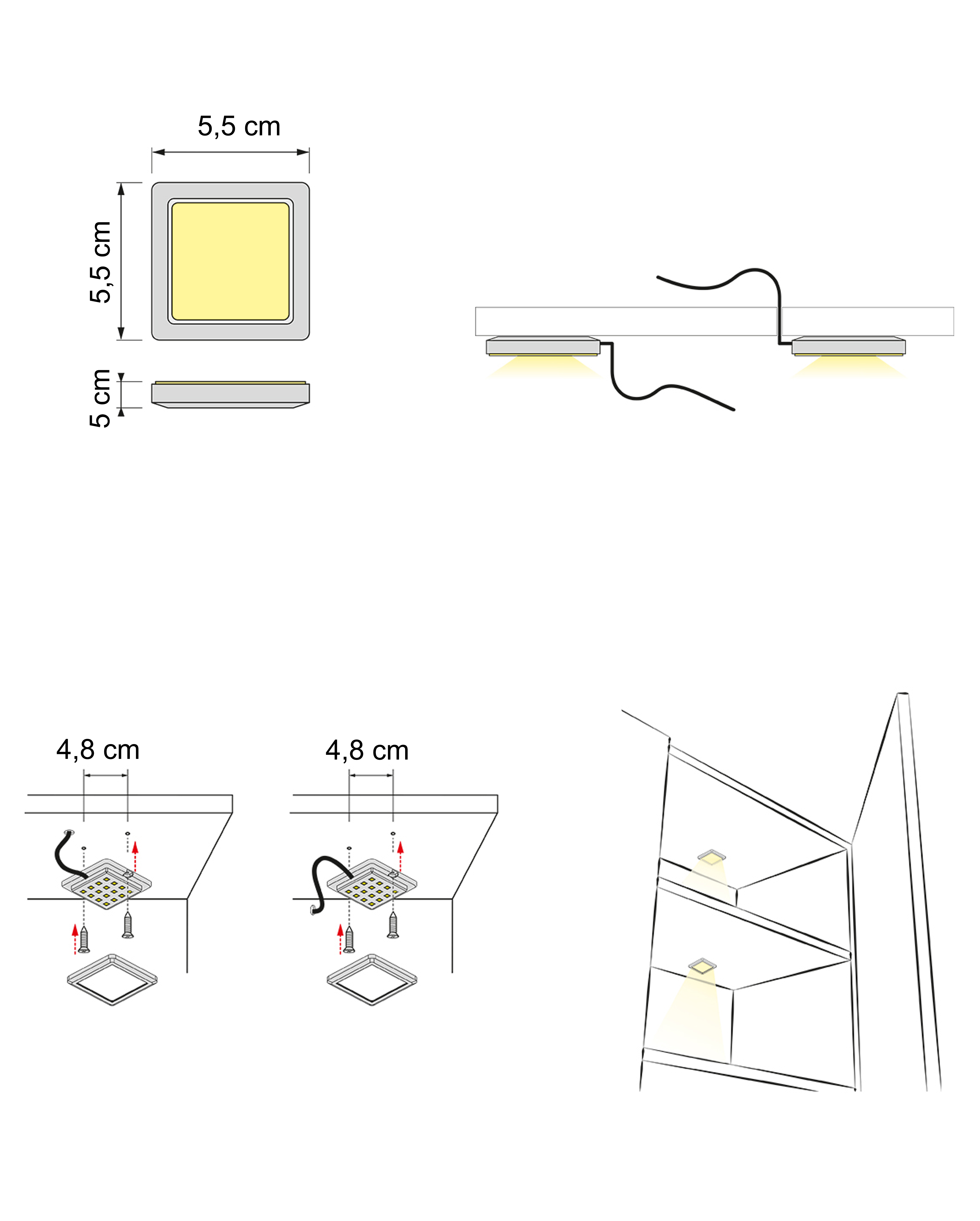 LED-Beleuchtung 3er-Set HEREDIA