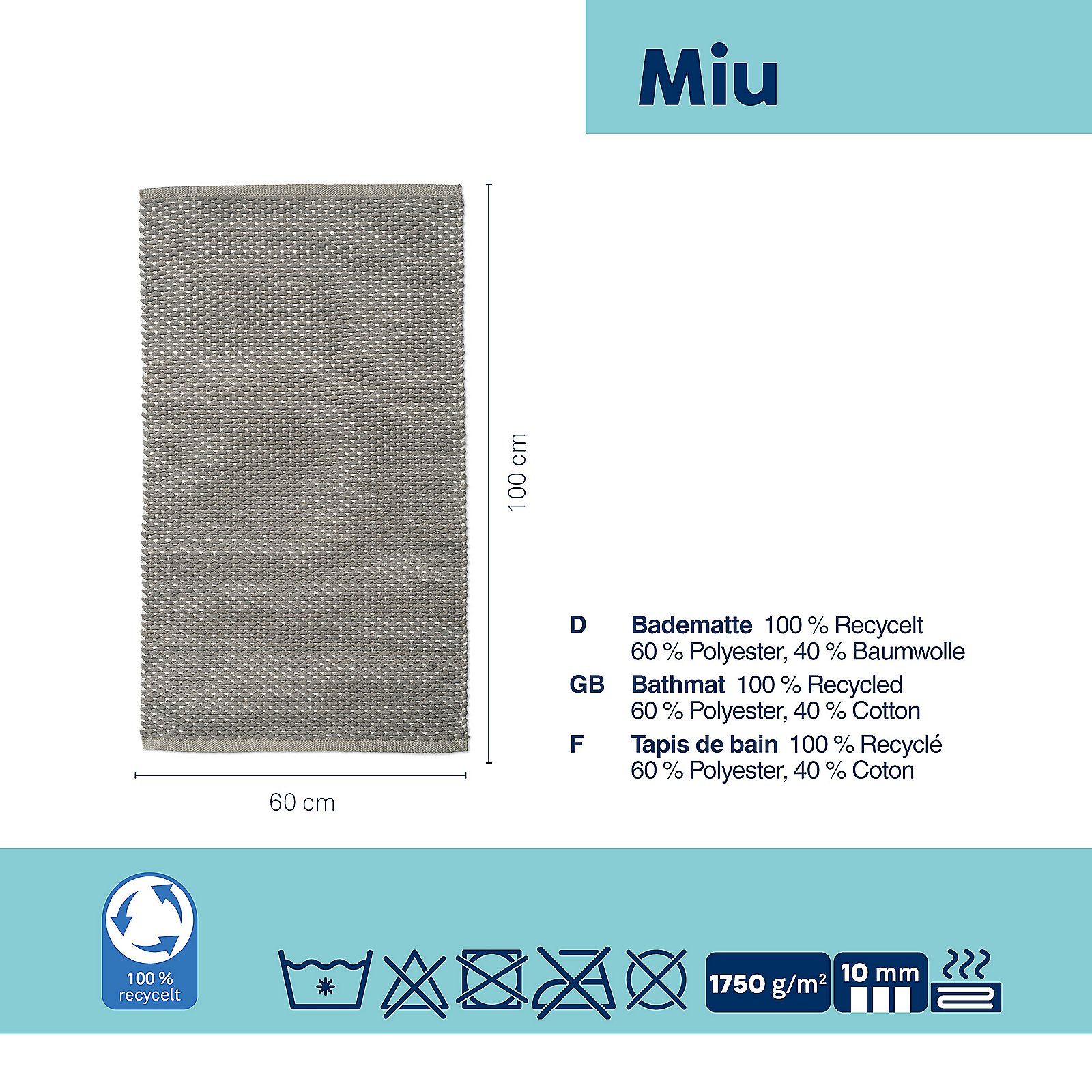 Badematte rauchblau MIU