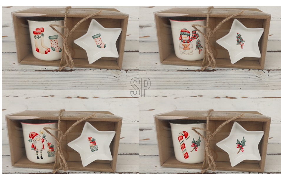 Becher mit Sternschale Weihnachtsmotive CHRISTMAS