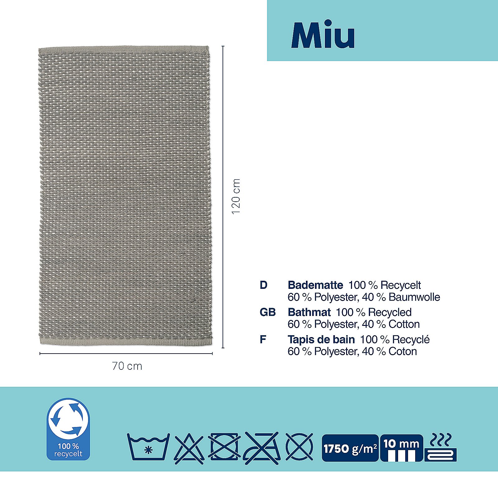 Badematte rauchblau MIU