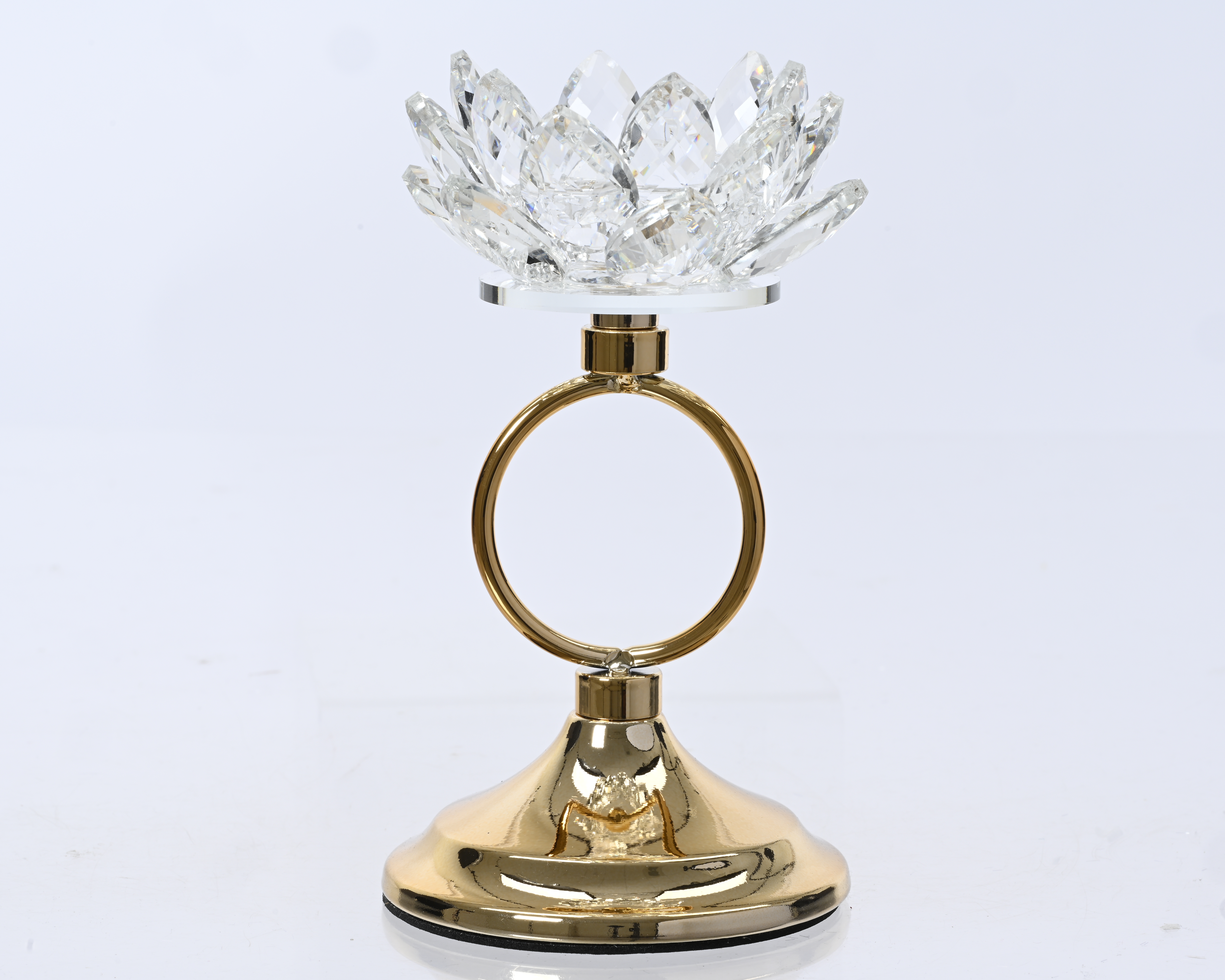 Teelichthalter mit Glas Blume GOLD